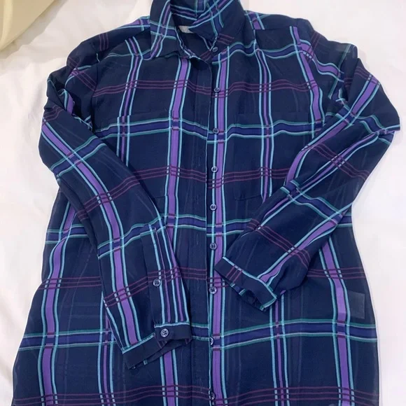 blue transparent blouse with two pockets - Picture 6 of 9